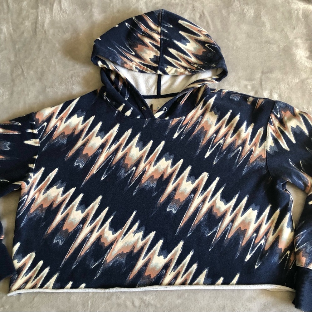 FP Movement Half Time Cropped Hoodie Sweatshirt Size Large Navy - Picture 3 of 8
